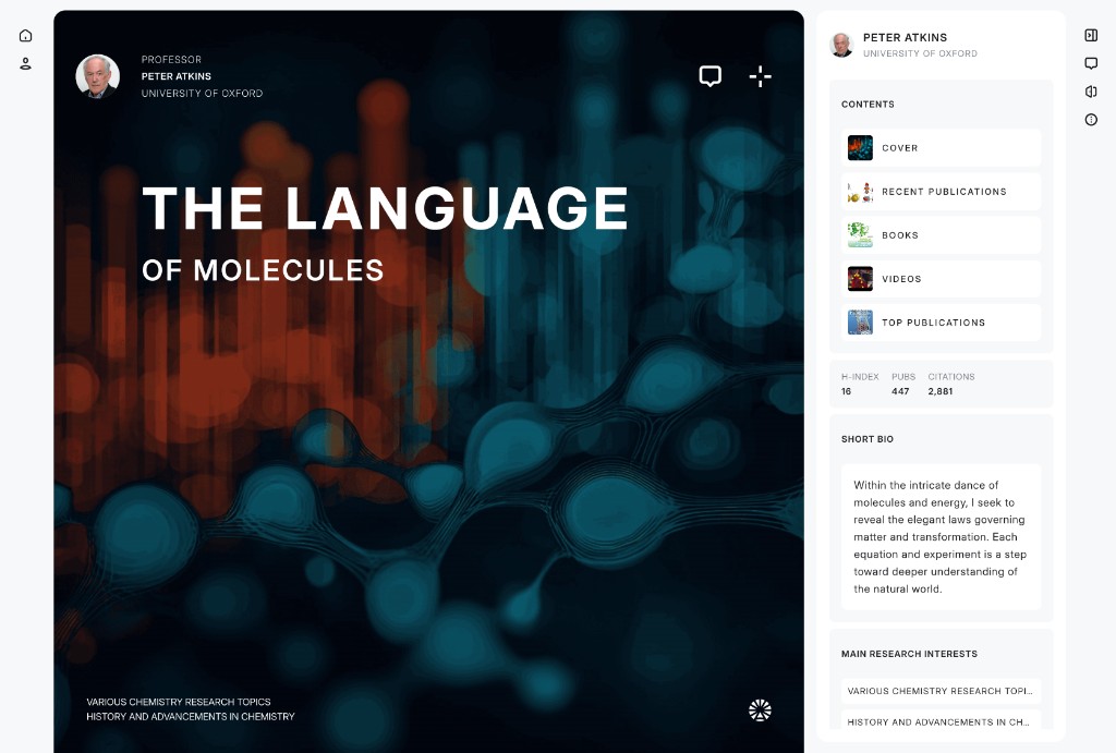 Akanaba profile for Peter Atkins, professor at the University of Oxford